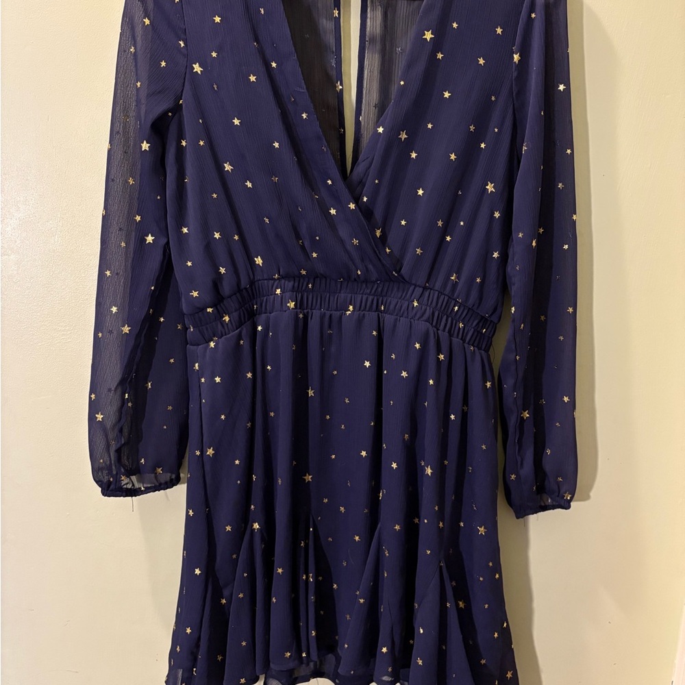 Elliatt Midnight Blue Dress with Gold Accents